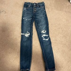 American Eagle- Dark Blue Ripped Jeans